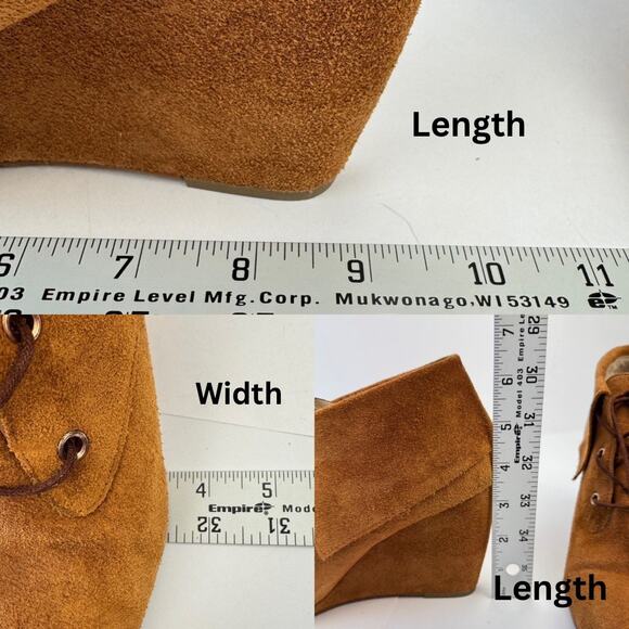 Michael Michael Kors Brown Lace Up Suede Leather Wedge Heel Booties Minimal 9M - Picture 8 of 10